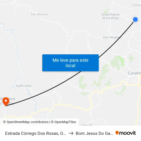 Estrada Córrego Dos Rosas, Oeste to Bom Jesus Do Galho map