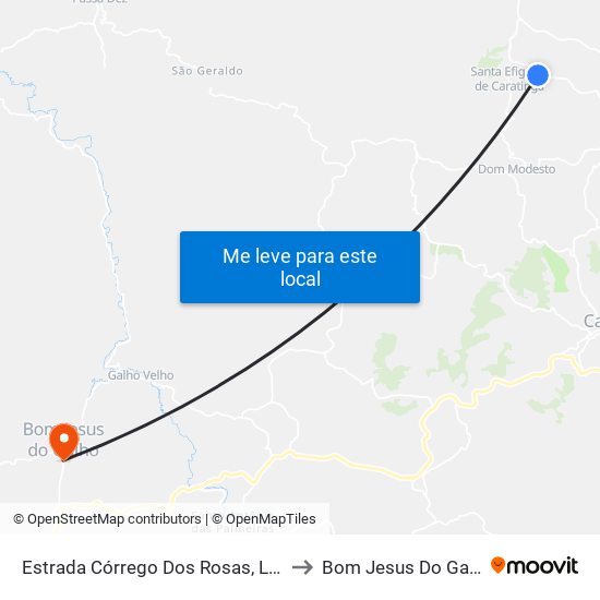 Estrada Córrego Dos Rosas, Leste to Bom Jesus Do Galho map