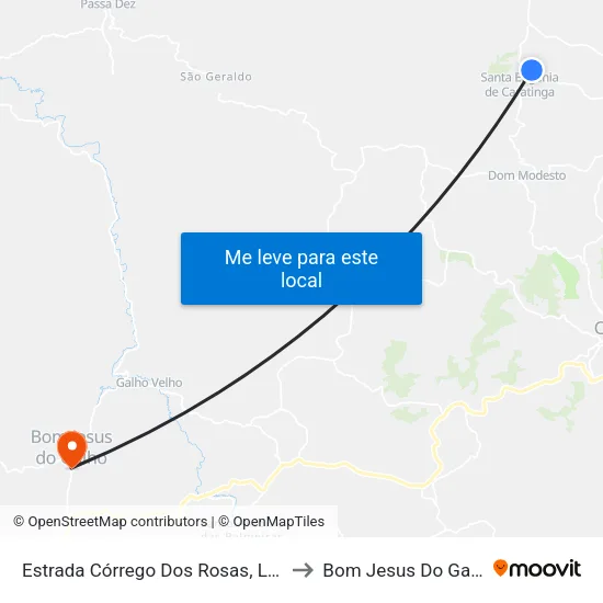 Estrada Córrego Dos Rosas, Leste to Bom Jesus Do Galho map