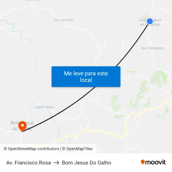 Av. Francisco Rosa to Bom Jesus Do Galho map