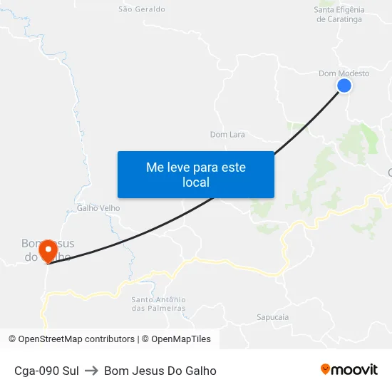 Cga-090 Sul to Bom Jesus Do Galho map