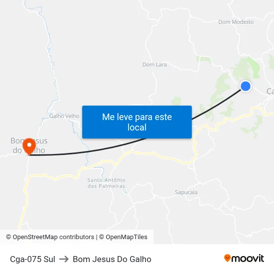 Cga-075 Sul to Bom Jesus Do Galho map