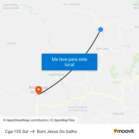 Cga-155 Sul to Bom Jesus Do Galho map