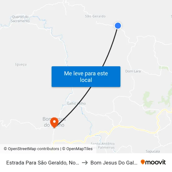 Estrada Para São Geraldo, Norte to Bom Jesus Do Galho map