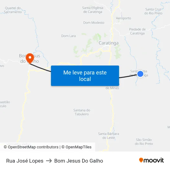Rua José Lopes to Bom Jesus Do Galho map