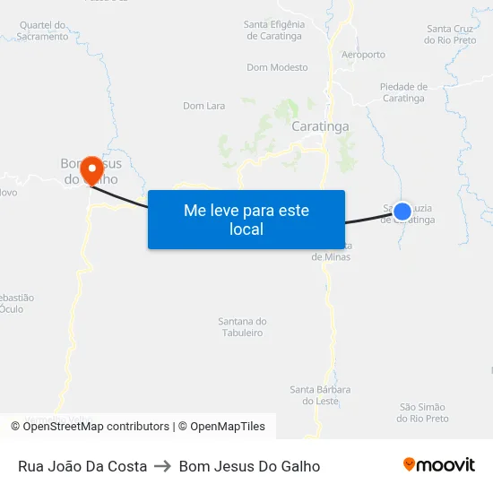 Rua João Da Costa to Bom Jesus Do Galho map
