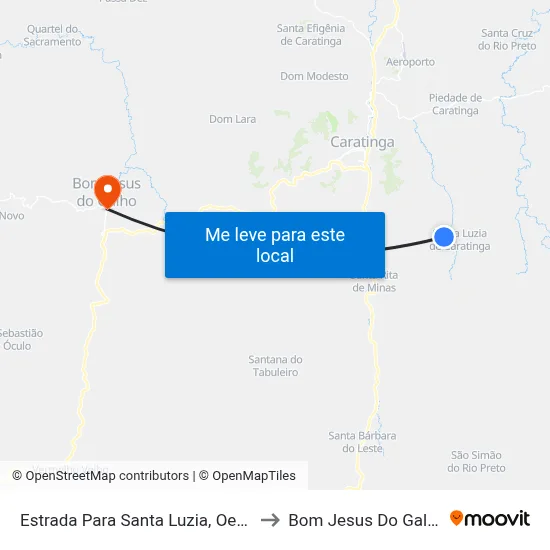 Estrada Para Santa Luzia, Oeste to Bom Jesus Do Galho map