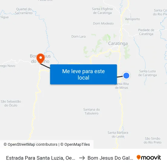 Estrada Para Santa Luzia, Oeste to Bom Jesus Do Galho map