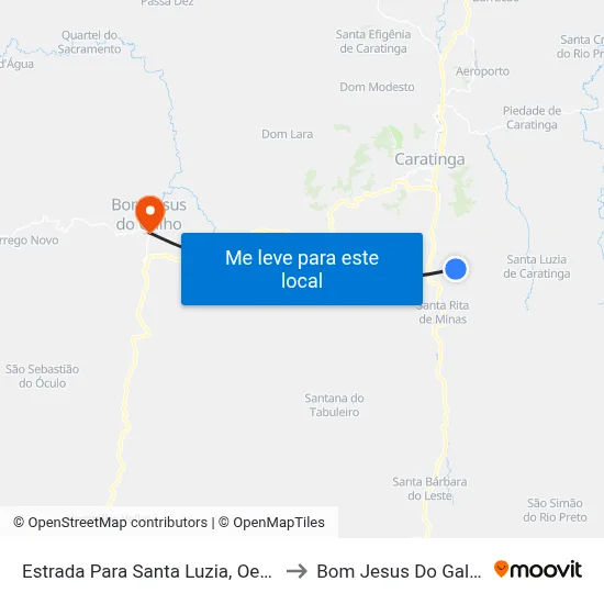 Estrada Para Santa Luzia, Oeste to Bom Jesus Do Galho map