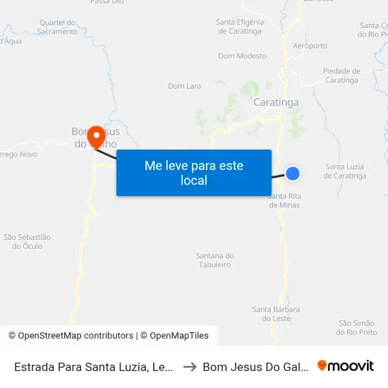 Estrada Para Santa Luzia, Leste to Bom Jesus Do Galho map