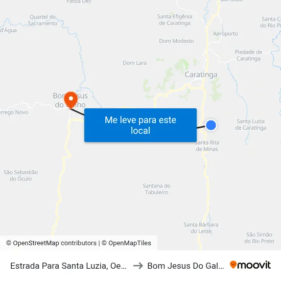 Estrada Para Santa Luzia, Oeste to Bom Jesus Do Galho map