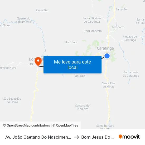 Av. João Caetano Do Nascimento, 1400 to Bom Jesus Do Galho map