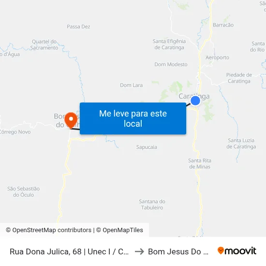 Rua Dona Julica, 68 | Unec I / Chuletão to Bom Jesus Do Galho map