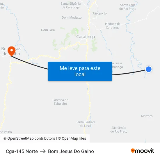 Cga-145 Norte to Bom Jesus Do Galho map