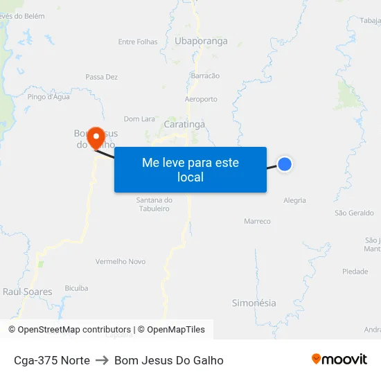 Cga-375 Norte to Bom Jesus Do Galho map