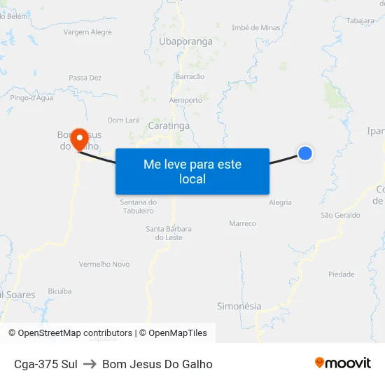 Cga-375 Sul to Bom Jesus Do Galho map