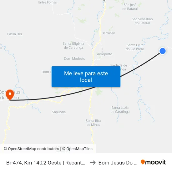 Br-474, Km 140,2 Oeste | Recanto 3 Marias to Bom Jesus Do Galho map