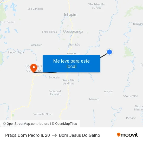 Praça Dom Pedro Ii, 20 to Bom Jesus Do Galho map