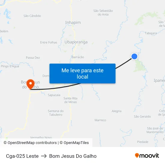 Cga-025 Leste to Bom Jesus Do Galho map