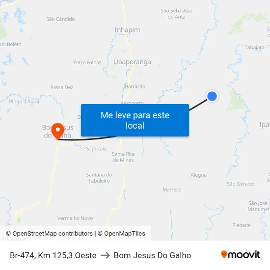 Br-474, Km 125,3 Oeste to Bom Jesus Do Galho map