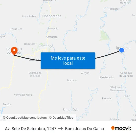 Av. Sete De Setembro, 1247 to Bom Jesus Do Galho map