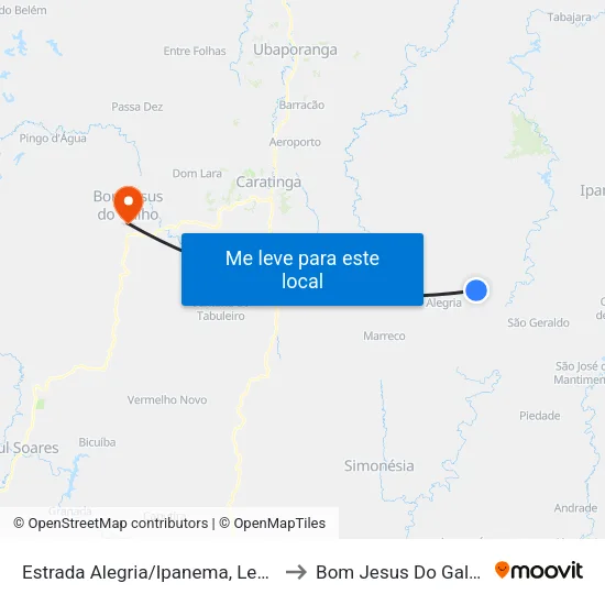 Estrada Alegria/Ipanema, Leste to Bom Jesus Do Galho map