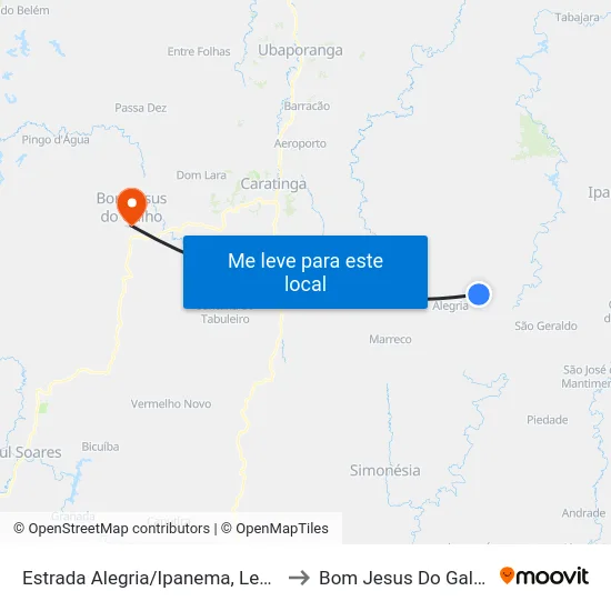 Estrada Alegria/Ipanema, Leste to Bom Jesus Do Galho map