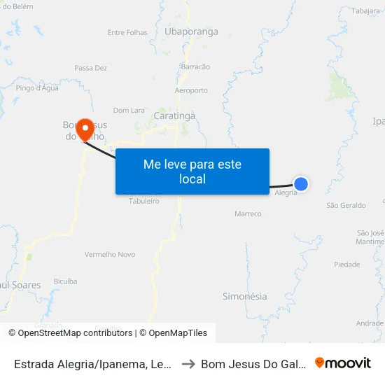 Estrada Alegria/Ipanema, Leste to Bom Jesus Do Galho map