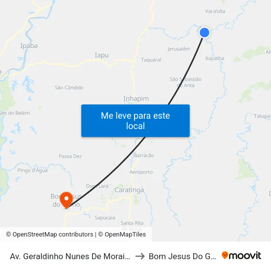 Av. Geraldinho Nunes De Morais, 473 to Bom Jesus Do Galho map