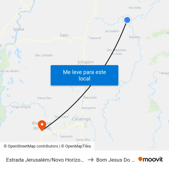 Estrada Jerusalém/Novo Horizonte, Oeste to Bom Jesus Do Galho map