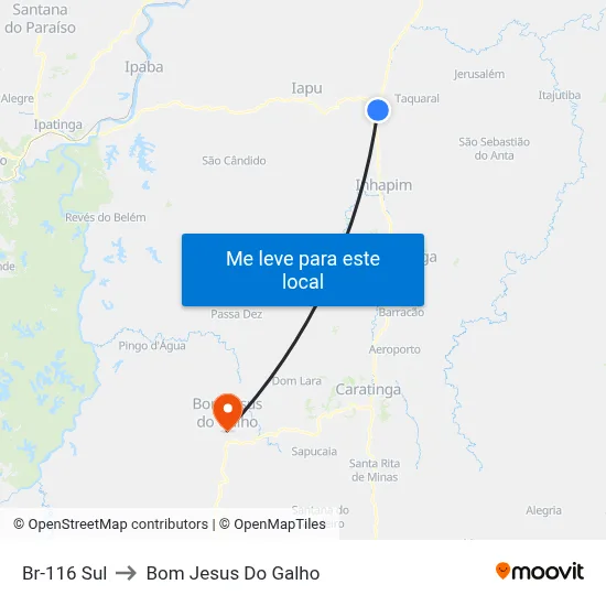 Br-116 Sul to Bom Jesus Do Galho map