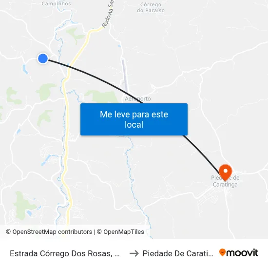 Estrada Córrego Dos Rosas, Oeste to Piedade De Caratinga map