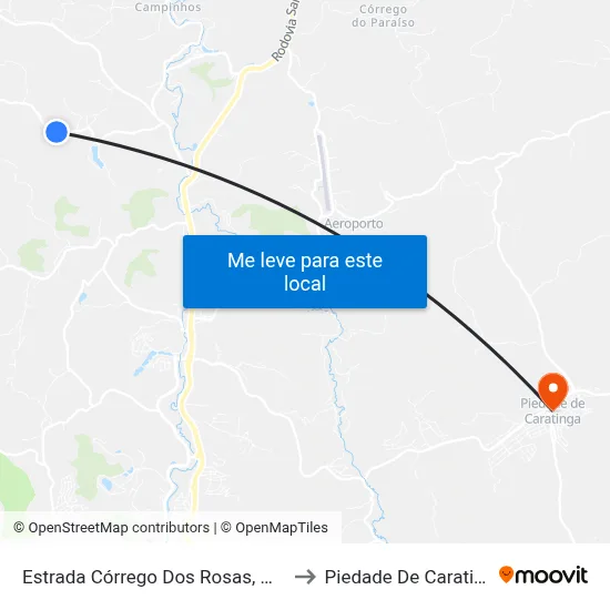Estrada Córrego Dos Rosas, Oeste to Piedade De Caratinga map