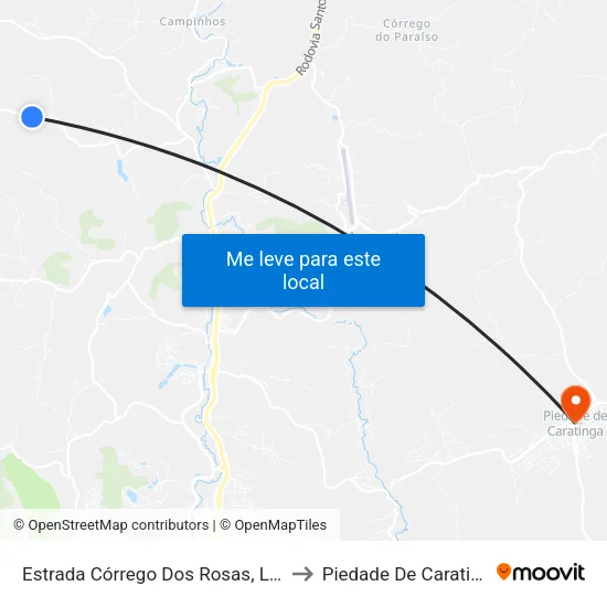 Estrada Córrego Dos Rosas, Leste to Piedade De Caratinga map