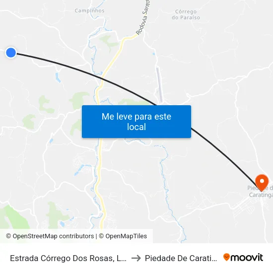 Estrada Córrego Dos Rosas, Leste to Piedade De Caratinga map