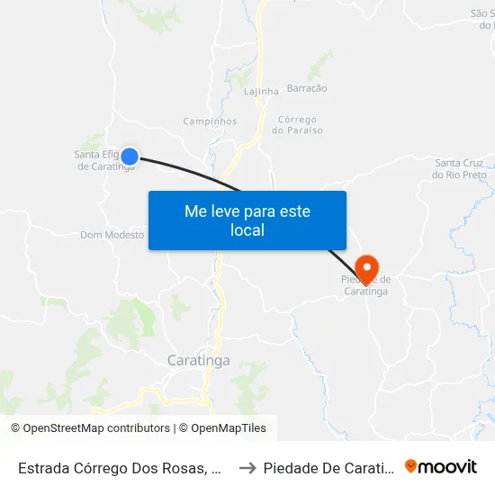 Estrada Córrego Dos Rosas, Oeste to Piedade De Caratinga map