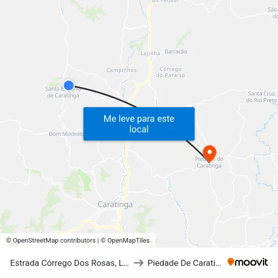 Estrada Córrego Dos Rosas, Leste to Piedade De Caratinga map