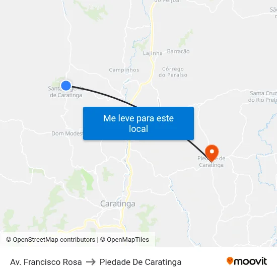 Av. Francisco Rosa to Piedade De Caratinga map