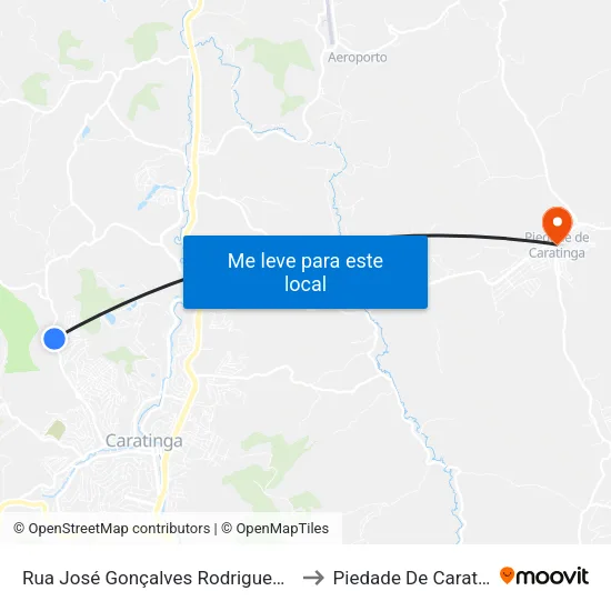 Rua José Gonçalves Rodrigues, 2011 to Piedade De Caratinga map
