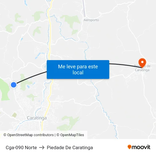 Cga-090 Norte to Piedade De Caratinga map