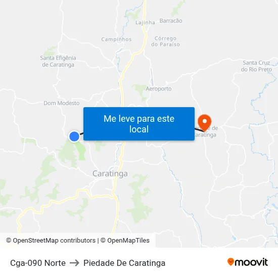 Cga-090 Norte to Piedade De Caratinga map