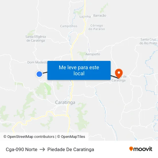 Cga-090 Norte to Piedade De Caratinga map