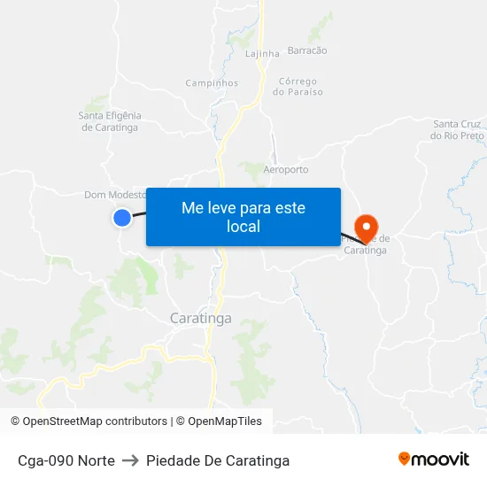 Cga-090 Norte to Piedade De Caratinga map