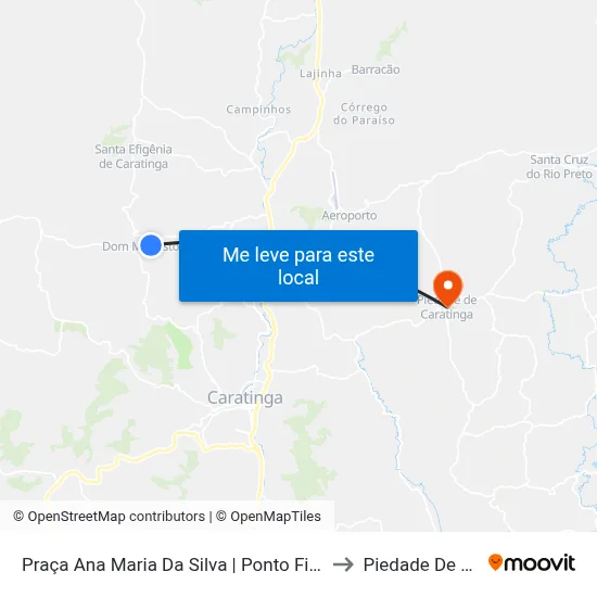 Praça Ana Maria Da Silva | Ponto Final De Dom Modesto to Piedade De Caratinga map