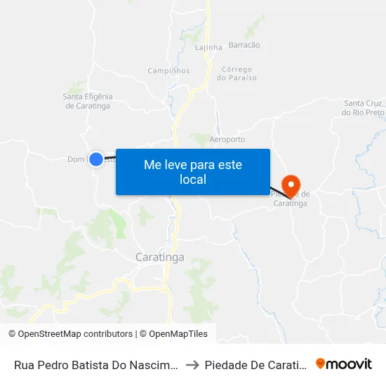 Rua Pedro Batista Do Nascimento to Piedade De Caratinga map