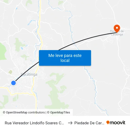Rua Vereador Lindolfo Soares Carvalho, 207 to Piedade De Caratinga map