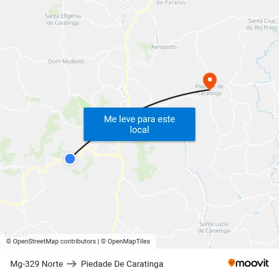 Mg-329 Norte to Piedade De Caratinga map