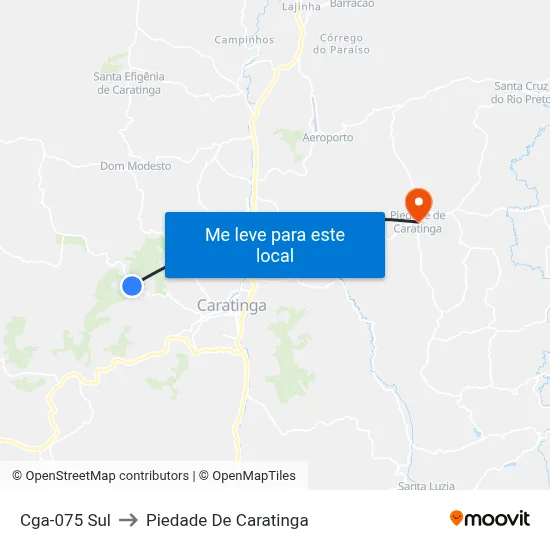 Cga-075 Sul to Piedade De Caratinga map