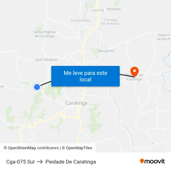 Cga-075 Sul to Piedade De Caratinga map