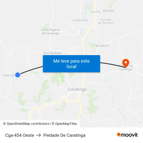 Cga-454 Oeste to Piedade De Caratinga map